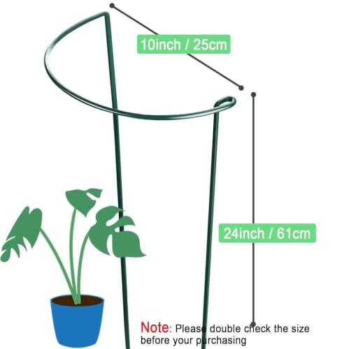 Peony Cages and Supports 24" H x 10" W, 8 Pack Tall Snake Plant Support Stake Half Round Metal Garden Stake for Indoor and Outdoor Plants, Flower Support Ring Border for Tomato,Hydrangea,Rose - view 2