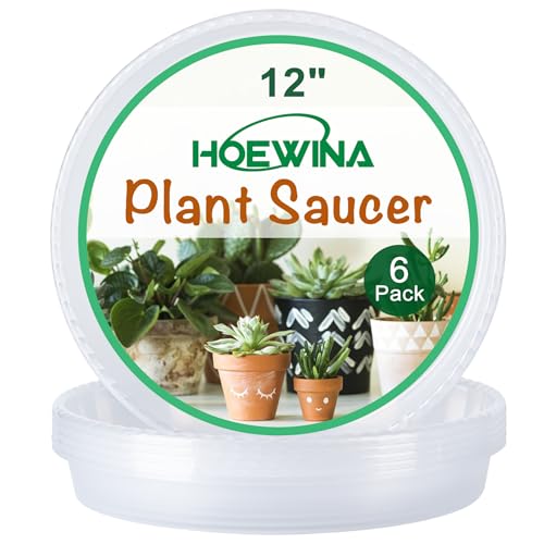 Plant Saucer Tray, 6 Pack 12 Inch Plastic Plant Saucers for Indoor Outdoor