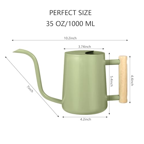 Watering Can Indoor Plants, 35oz Small Indoor Stainless Steel Metal Watering Can Modern Decorative Watering Pot with Long Spout for Indoor House Plant Bonsai Garden Flowers (Sage Green) - view 7