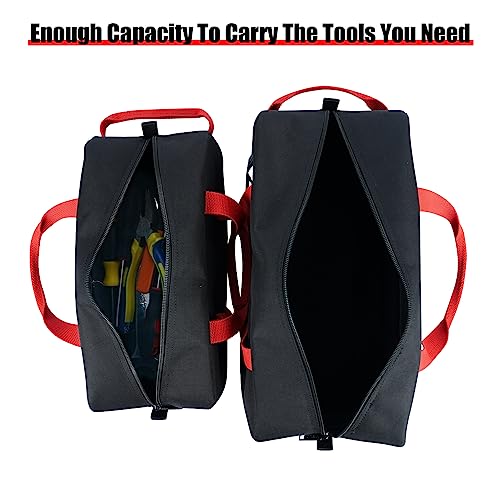 Tool Tote Bag Canvas Tool Storage Bag Combo Kit-Includes 1 Medium & 1 Big Toolbag for Electrician,Mechanic,Construction,HVAC (Black) - view 5
