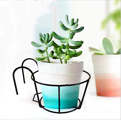 4 Pack Hanging Railing Planters Flower Pot Holders Plant Iron Racks Fence Metal Potted Stand Mounted Balcony Round Plant Baskets Shelf Container Box for Indoor&Outdoor Use-Black,Garden Steel Pots,6.3" - view 7