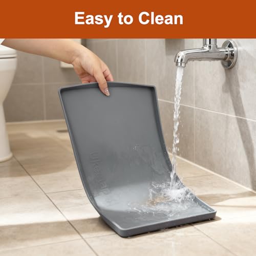 19" x 12" Extra Thick Silicone Mat Waterproof with Raised Edge, Gray - view 6