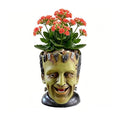 Funny Planters Head Planter for Indoor Plants, Succulent Pot with Drainage Hole Fairy Garden Resin Cactus Pencil Holder Desk Storage Gift for Women Men Plant Pot