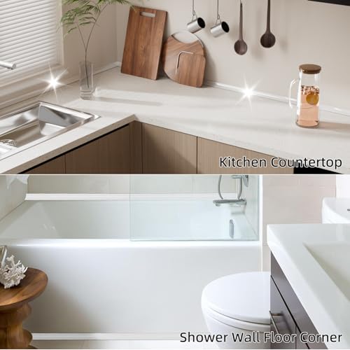 78 inch Shower Threshold Water Dam Barrier Water Stopper, Glass Shower Door Bottom Seal Strip, Silicone Rubber Kitchen Sink Splash Guard for Countertop, Bathtub, Bathroom（White） - view 6