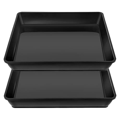 Square Plant Saucer 10 Inch 2 Pack, Durable Plastic Plant Trays Plant Pot Saucers, Square Planters for Indoors and Outdoors Plants, Garden Large Plant Saucers for Pots Black.
