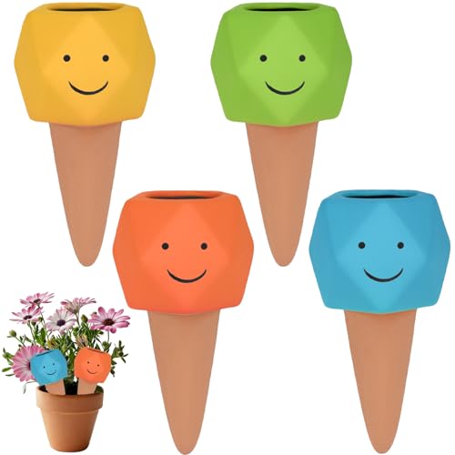 4 Pack Terracotta Self Watering Spikes, Automatic Plant Waterer Devices