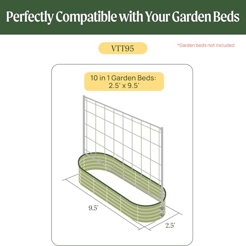 9.5ft Long Tomato Metal Frame Trellis, Garden Trellis for Climbing Plants Like Cucumber Beans Tomatoes & Vines, (Garden Beds Not Included) - view 2