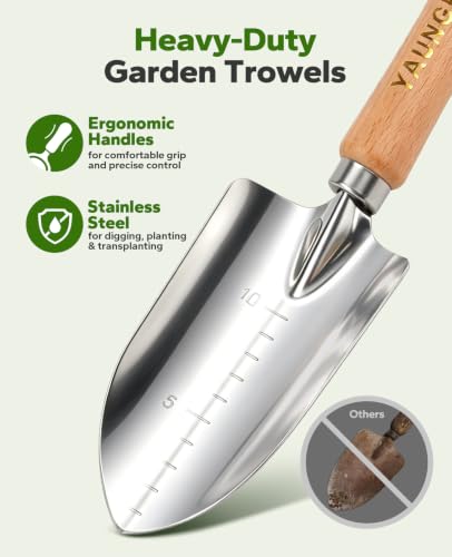 Gardening Tools Set of 10 Heavy Duty Gardening Hand Tools Stainless Steel Garden Tools with Wooden Handle, Storage Garden Bag, Gardening Gifts for Women and Men - view 3