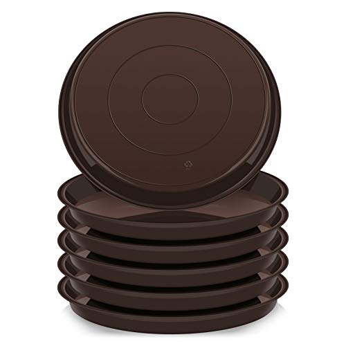 6 Pack of Plant Saucer 16 Inch, Plant Tray Round, Plastic Flower Plant Trays for Pots, Plant Saucers for Indoors 16", Plant Pot Saucers, Planter Tray for Planter 13-16" (16", Brown)