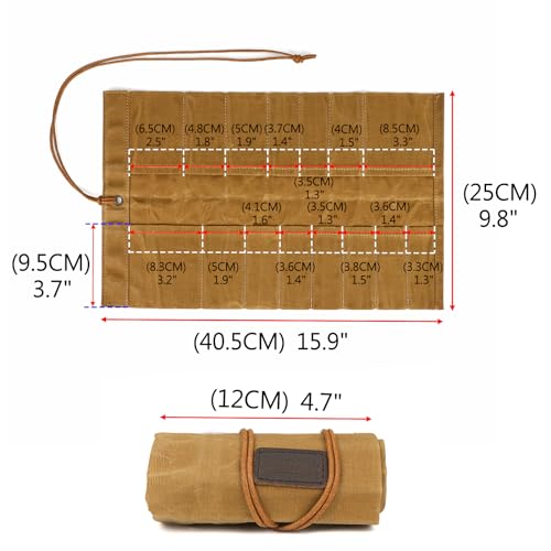 Canvas Tools Roll Compact Bag Knife Pliers Organizer Carrier Case -15 Slots - view 4