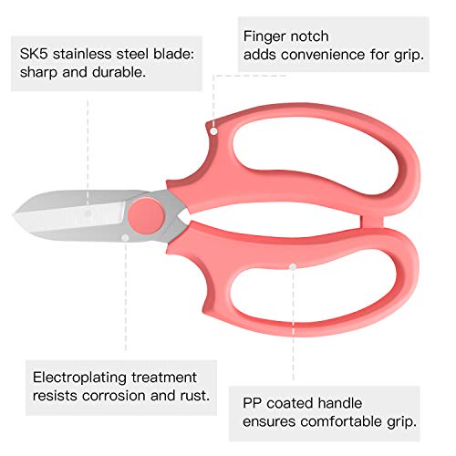 Flower Scissors, Premium Steel Garden Pruning Shears, Pink - view 5