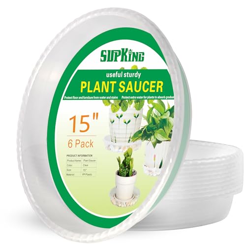 6 Pack Plant Saucers Drip Tray,6 8 10 12 14 Inch Heavy Sturdy Plastic Flower Pot Saucers for Indoor,Clear Plastic Planter Water Tray for Plant Pots Liners (6''-Clear) - view 8