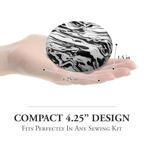Magnetic Sewing Pincushion – Magnet Pin Organizer for Quilting, Embroidery, Needles, Bobby Pins, & Craft Storage, White/Black Swirl - view 5