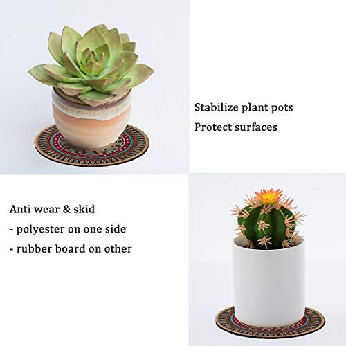 Colorful Boho Plant Pot Mat Set of 6 Absorbent Non Slip for Table Desk Floor 8.5 Inch - view 4