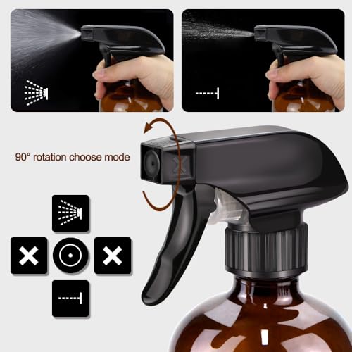 Glass Spray Bottle Kit×10 (2×16oz, 2×4oz, 6×2oz), 9×10ml Roller Bottles, Anti UV, Multi Size and Versatile, Suitable for Aromatherapy, Facial Moisturizing, Watering, etc.(Amber) - view 2