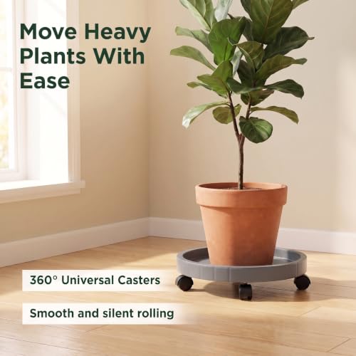 11 Inch Heavy Duty Plant Caddie with Wheels,Rolling Plant Stand Pot Trolley,Wheeled Planter Saucer Tray,Potted Flower Mover Dolly with Casters Round Coaster for Indoor Outdoor - view 6