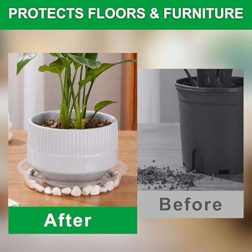 24 Pack Clear Plant Saucers - 6, 8, 10, 12 Inch Plastic Plant Trays for Pots, Flower Pot Saucers, Indoor & Outdoor Planter Drip Tray for Water Drainage & Protection - view 6