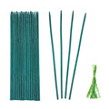 Green Bamboo Plant Stakes, 15 Inch Garden Plant Support Sticks 25 Pack