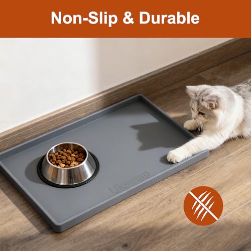 19" x 12" Extra Thick Silicone Mat Waterproof with Raised Edge, Gray - view 5