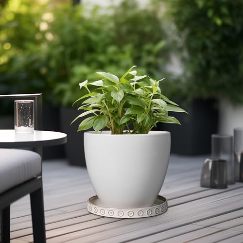 Plant Saucer for Indoors - Ceramic Plant Saucer for Outdoors 11.4 Inch Plant Water Catcher Tray Plant Pot Saucer Plant Drip Tray Drainage Large Plant Plates to Catch Water, Cream White - view 4
