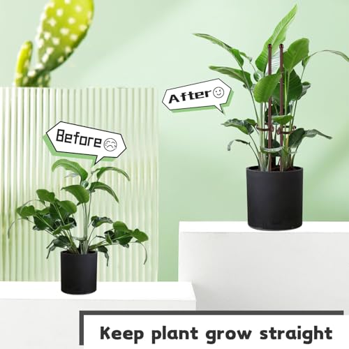 Plant Stakes 17inch &11inch 16Pcs Adjustable Flower Support Poles Orchid Sticks with Clips for Indoor Outdoor Garden Potted Tomato Rose Amaryllis Vegetables Comes with 20 Ties (Brown) - view 7