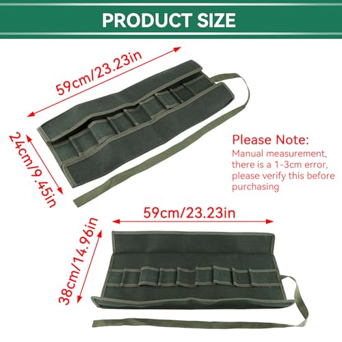 Tool Roll Up Pouch, Tool Rolls Bags Heavy Duty Canvas Roll-up Bonsai Tool Storage Bag with 10 Pockets for Garden Pockets Tool Roll Organizer - view 2