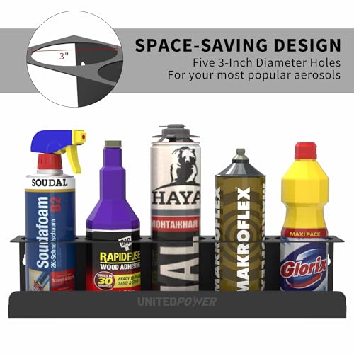 5 Aerosol Spray Can Holder, Paint Bottle Storage Rack, Steel Wall Mount Shelf, Tool Organizer for Garage, Craft Workspace and Home - view 3