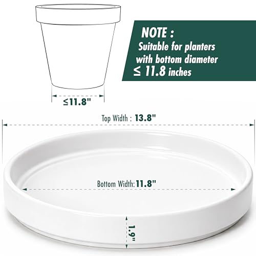 Ceramic Plant Saucer/Drainage Tray, 11.8 in, White, 97-T-A-6 - view 3