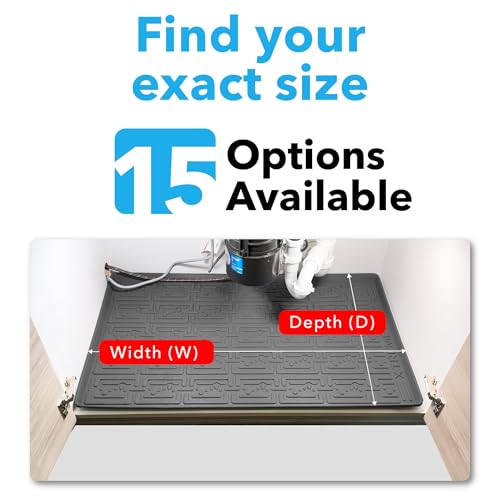 Waterproof Undersink Mat (Grey 34" 1/4 x 22 1/4) 36 inch Cabinet Base Liner for Kitchen & Laundry Cabinets Catches Leaks Prevents Damage Flexible Sink Driptray - view 5