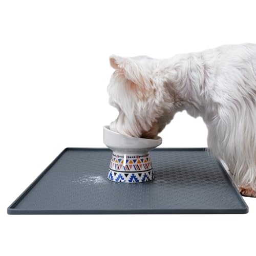 Dog Feeding Mat 16"x24", Food Grade Silicone Dog Food Mat for Food and Water.
