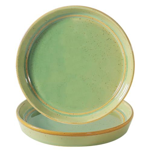 Plant Saucer, 2-Pack 5.3 Inch Ceramic Planter Saucers, Glazed Plant Pot Saucers, Drainage Drip Water Tray, Sturdy Plant Trays for Indoors Outdoors Garden Potted Plants (Sage Green)