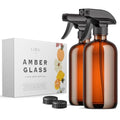 Amber Glass Spray Bottles 2 Pack 16oz Refillable Adjustable Nozzle