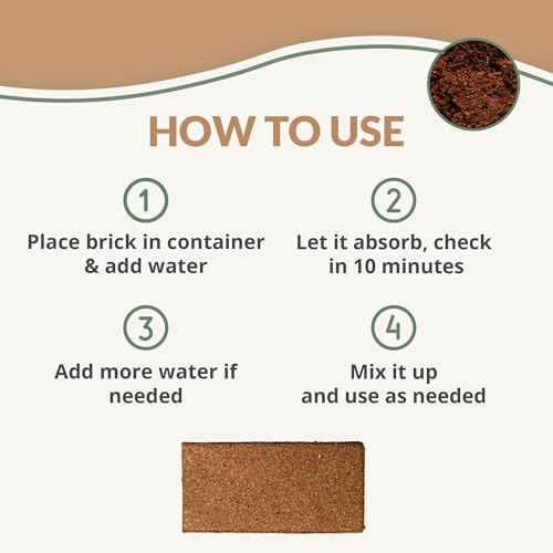 Coco Coir 650gm Bricks (10-Pack) - Organic Coco Coir for Plants - OMRI-Listed Cocopeat Bricks for Garden Soil & Potting Mixes - Coconut Fiber Mixes with Potting Soil for Indoor & Outdoor Plants - view 3