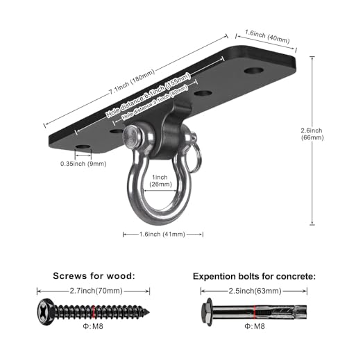 Ceiling Mount Swing Hanger Heavy Duty Swing Set Hook for Porch Swing Hammock Chair Yoga Silk Suspension Straps Gymnastic Ring, Wall Anchor for Resistance Bands (900LB) - view 6