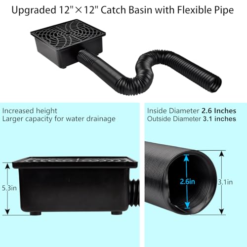 Downspout Catch Basin Gutter Extension with 3"OD Flexible Pipe - view 2