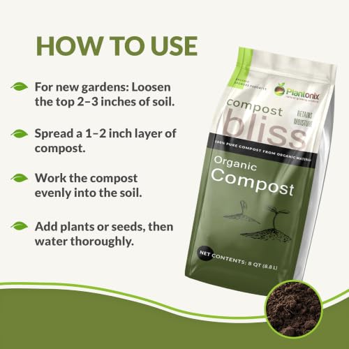 Compost Bliss (8 Qts) - 100% Natural Compost Soil for Gardening, Seed Starting Soil, & Potting Mixes - Compost Organic Garden Fertilizer - Mix with Potting Soil Indoor Plants & Outdoor Plants - view 4