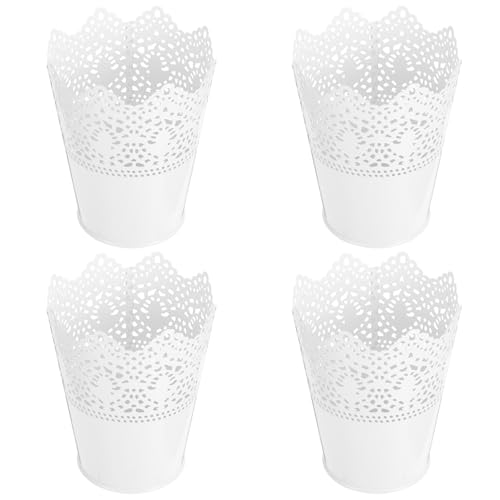 4pcs Lace Design Makeup Organizer Iron Cosmetic Container