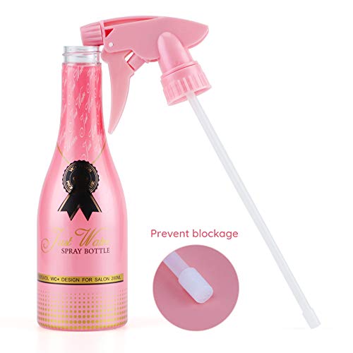 Adjustable Spray Bottle, 9.8oz Champagne Design Plastic Plant Mister with Fine Mist to Stream Settings, 280ml Empty Refillable Handle Rose Pink Sprayer for Home Cleaning Hair Salon - view 4