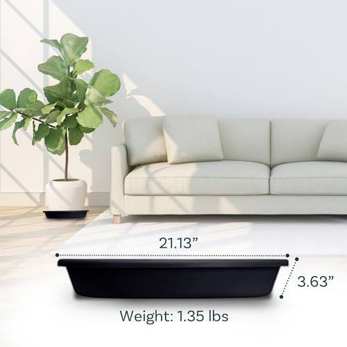 Flower Pot Saucers - Plastic Plant Saucer for Outdoors & Indoors - Traditional Design Plant Pot Trays for Water Drainage - Durable & Stylish Round Plant Tray (21-inch Black) - view 3
