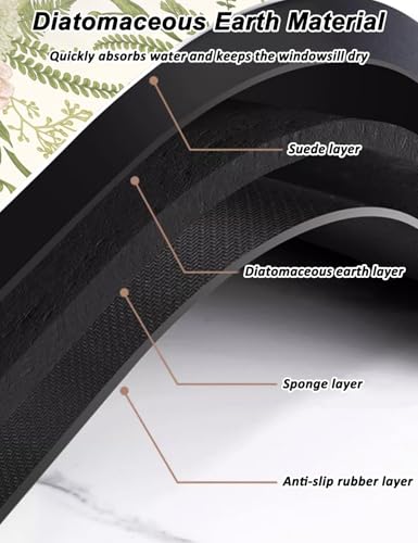 Absorbent Window Sill Protector Mat Diatomaceous Earth - 4-16" Wide Decorative Window Sill Cover Bay Window Seat Cushion Pad Non-Slip/Dust-Proof from Dog Cat Scratching(D,100x20cm/39.4x7.9in) - view 2