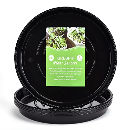 14" Black Plant Saucers for 5-Gallon Plant Bags, 5-Pack.