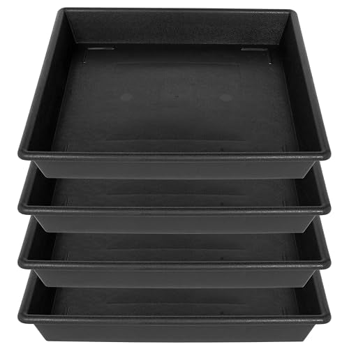 Square Plant Saucer 14 Inch 4 Pack, Plant Stand Plant Trays for Pots Heavy Duty Plastic Plant Saucers for Indoors Outdoors, Flower Pot No Holes Terracotta Plant Lover Gardening Gifts