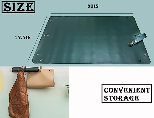 Thickened Leather Plant Repotting Mat, Indoor and Outdoor Potting Mat, 30" x 18" Foldable Tray with Mess Control (Dark Green) - view 5