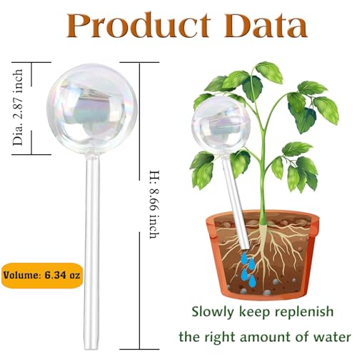 2pcs Glass Plant Watering Globes, Clear Rainbow Color Flower Self-Watering System Spikes, Automatic Plant Waterer Bulbs for Indoor & Outdoor Plants Everyday Use - view 5