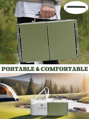 14 x 9 inches Small Portable Charcoal BBQ Grill, Foldable Compact Camping Barbecue for 1–3 People, Ideal for Camping, Tailgating, Beach, Picnic & Tabletop Use, Green - view 4
