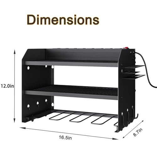 Wall Mount Power Tool Organizer with Charging Station, Black Drill Holder - view 4