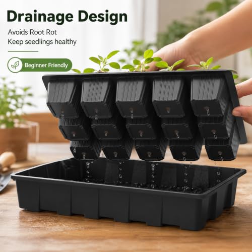 5 Pack Seed Starter Trays with Vented Domes 75 Cell Black - view 4