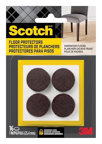 Felt Pads, 16 Pads, Circle, Brown, 1 in x 1 in