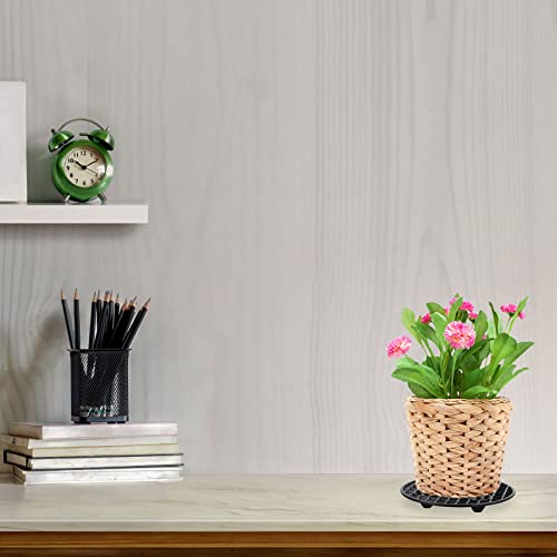 6 Pcs Plant Pot Elevator Heavy Duty Platic Stand Black Round Flower Holder - view 7