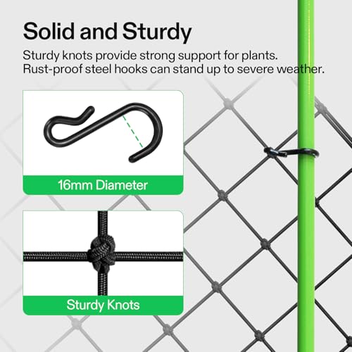 4 x 4Ft. Elastic Trellis Netting with 4 Hooks for Climbing Plants, Vegetables, Fruits, and Flowers, 2-Pack - view 4